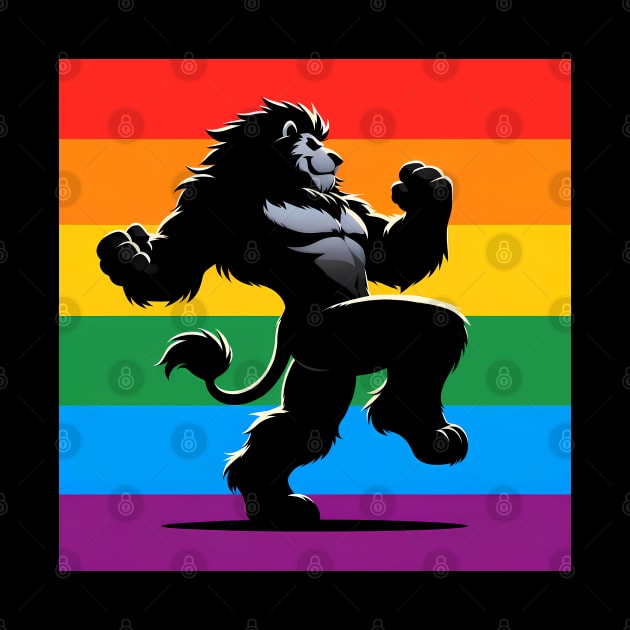 Rainbow LGBTQ Furry Pride Dancing Lion Fursona by Blue Bull Bazaar