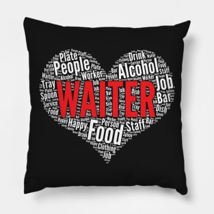 Waiter Heart Shape Word Cloud Design product Pillow