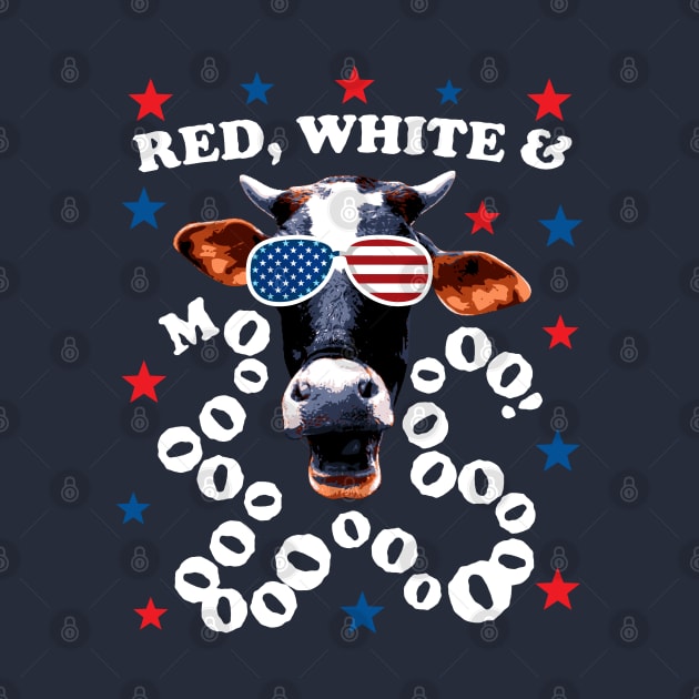 Red White And Moo Cow Funny 4th July Patriotic 2021 by BraaiNinja