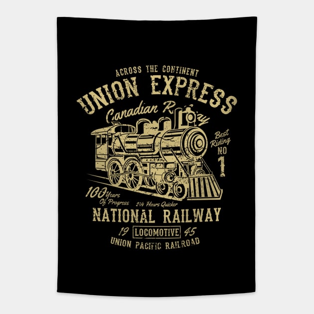 Union Express Steam Train Tapestry by Rebus28