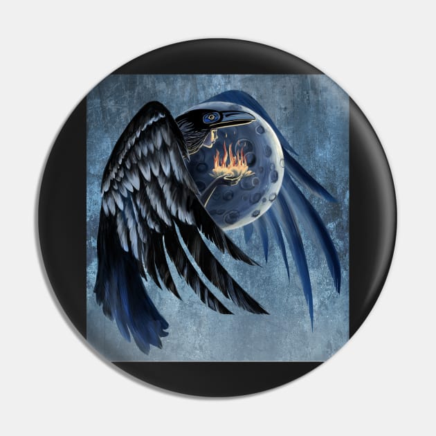 Moon Raven woman Pin by SFDesignstudio