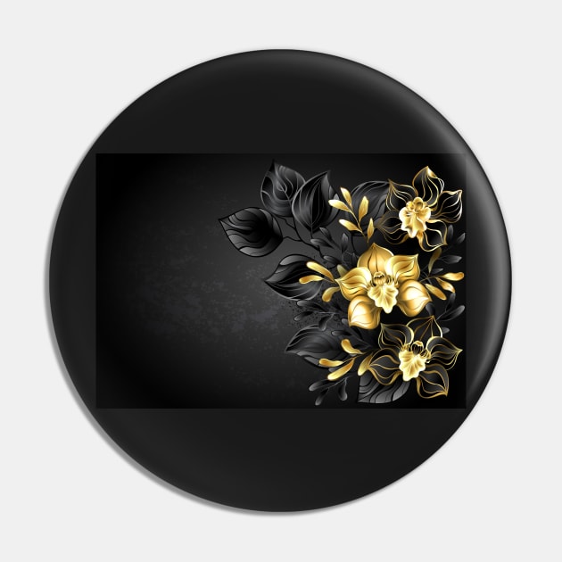 Black Background with Black Orchid Pin by Blackmoon9