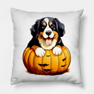 Bernese Mountain Dog inside Pumpkin #1 Pillow