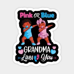 Pink Or Blue Grandma Loves You Black Baby Gender Reveal Men Magnet