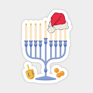 Menorah Santa Chanukah Hanukkah Jewish Christmas Pajama Magnet