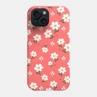 Little White Flowers on Red Background Phone Case