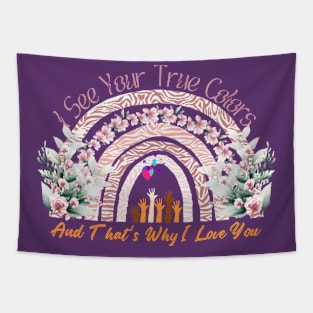 I See Your True Colors Support Rainbow Autism Awareness Tapestry