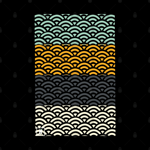 Retro Japanese Clouds Pattern RE:COLOR 10 by HCreatives