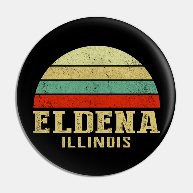 ILLINOIS - Vintage Retro Sunset ELDENA, IL Shirt Pin by LIPTIN