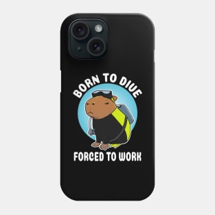 Born to dive forced to work Capybara Scuba Diver Costume Phone Case