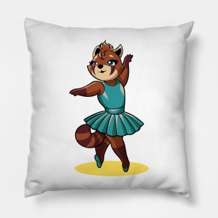 Comic red panda dancing ballet - ballerina Pillow