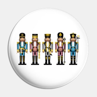 Row of Five Transgender Pride Flag Winter Nutcrackers Pin