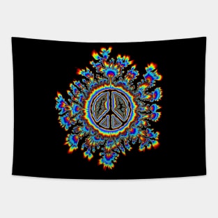 glowing psychedelic peace sign Tapestry