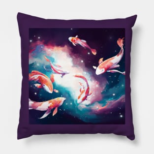 Koi Fish Swim Through the Cosmos Pillow