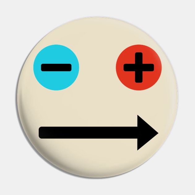 Red Plus & Blue minus face Pin by Student-Made