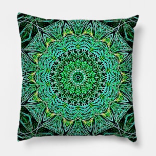 Mandala Kaleidoscope in Shades of Green and Brown Pillow