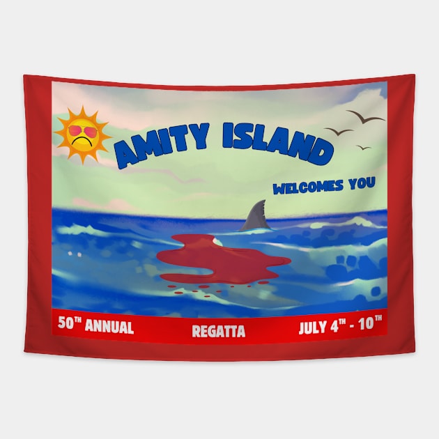 Amity Island July 4th Tapestry by Spatski