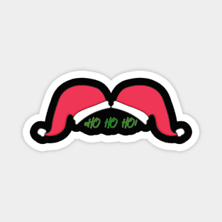 Santa Hat Mustache Black Background Magnet