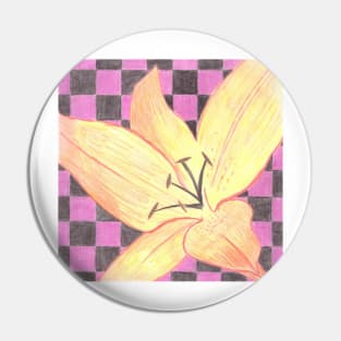 Lily Flower in coloured pencil Pin