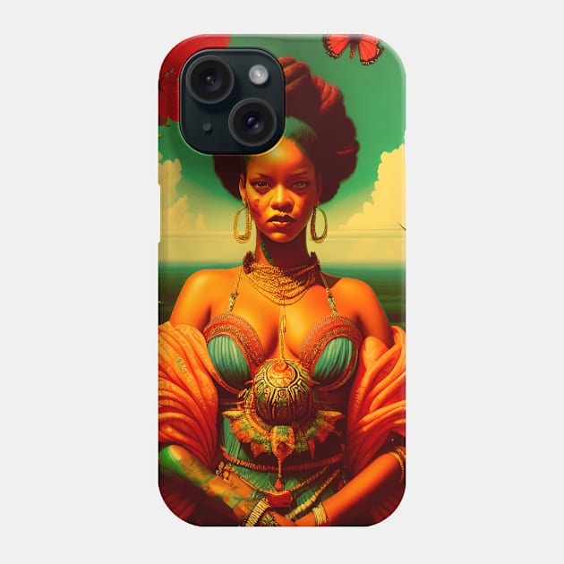 Rihanna Vintage Portrait Art Phone Case by Vintagiology