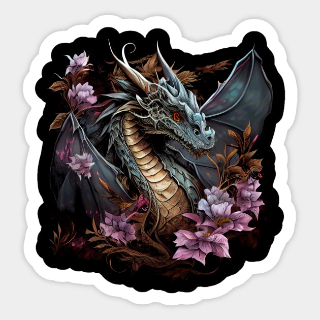 Beautiful Floral Dragon Lover Fantasy Art Cool