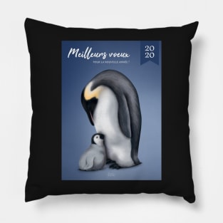 Greeting card Mom Penguin and baby Pillow