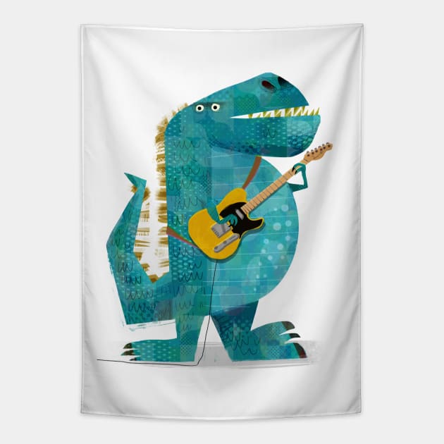 Telesaurus White Tapestry by Gareth Lucas