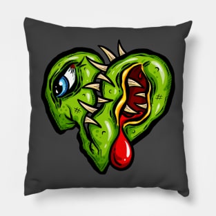 Zombie Heart Blood Teeth Green Valentines Pillow