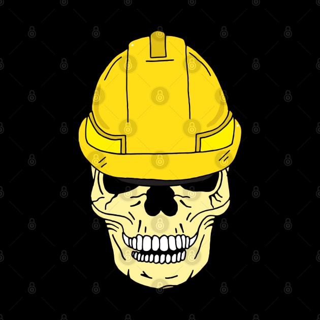 Skull Wearing Builder Construction Helmet by HotHibiscus