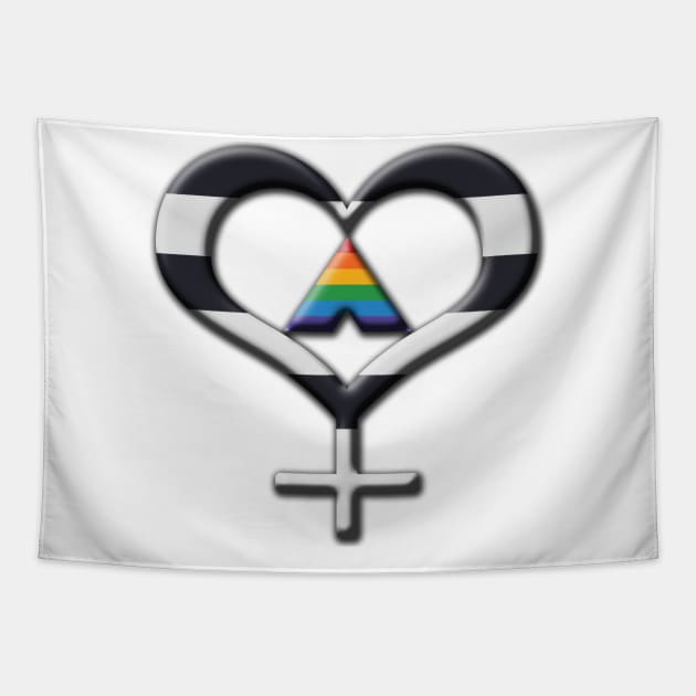 Heart-Shaped LGBT Ally Pride Female Gender Symbol Tapestry by LiveLoudGraphics