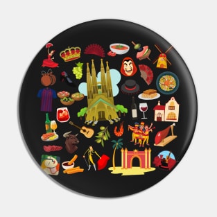 Spain Travel Icons Pin