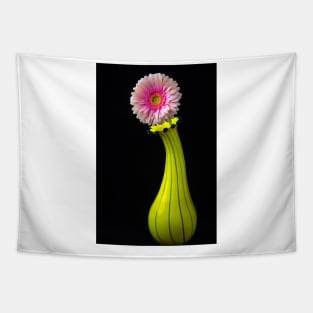 Fancy Unique Yellow Vase With Pink Gerbera Tapestry