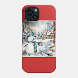 Snowman Log Cabin Winter Phone Case