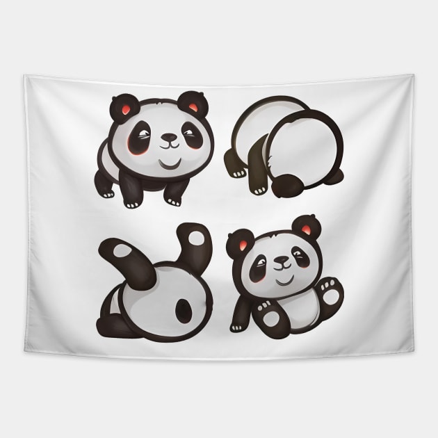 Cute Panda Bear Rolling Tapestry by CraftingHouse's Design