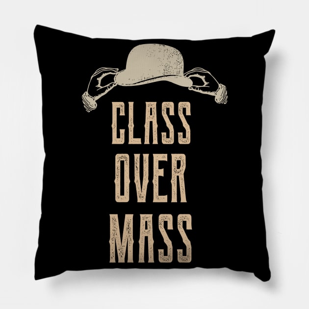 Class Over Mass Vintage Gentlemen Bowler Hat Pillow by Foxxy Merch