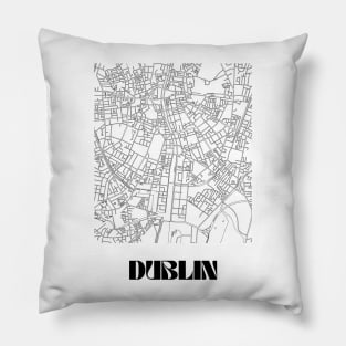 Retro Map of Dublin, Ireland Minimalist Line Drawing Pillow