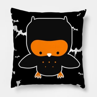 Happy Halloween - Black and Orange Owl Pillow