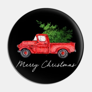 Merry Christmas Retro Vintage Red Truck Pin