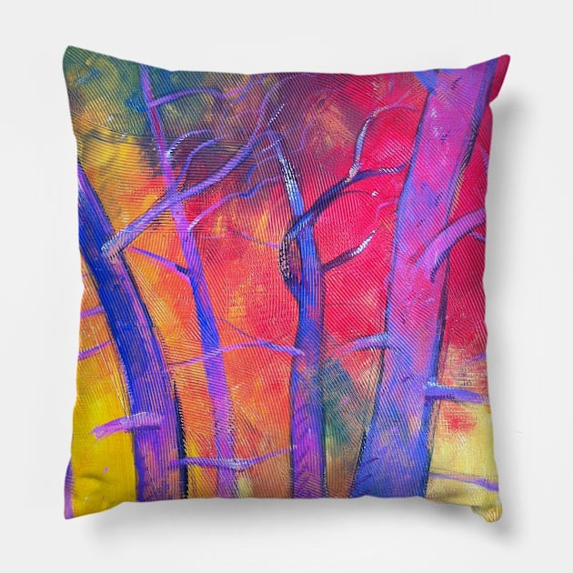 Sunset in the pine forest Pillow by Andreuccetti Art