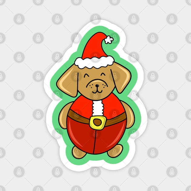 Chubby Santa Claus Christmas Dog Cartoon Doodle, made by EndlessEmporium Magnet by EndlessEmporium