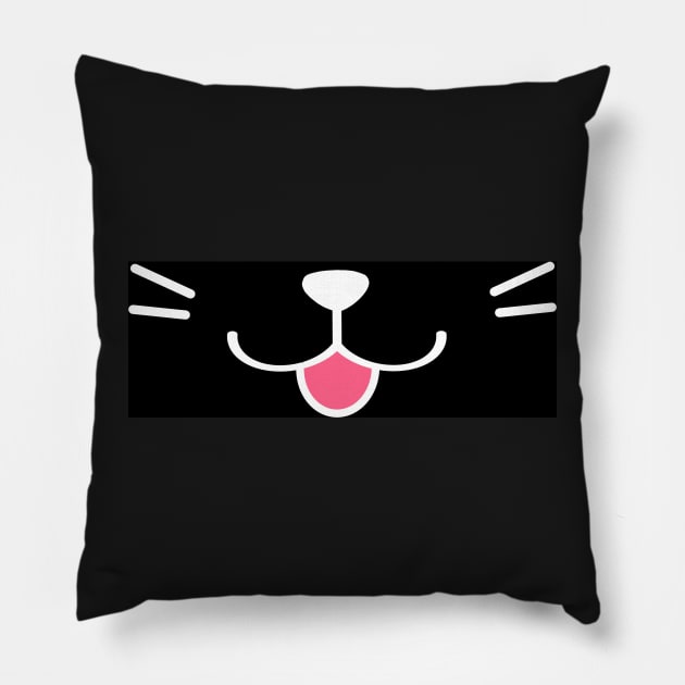 Happy Kitty Black Pillow by GenieKali