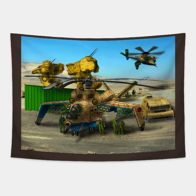 Thorntail Attack Helicopter Tapestry by Oswald's Oddities