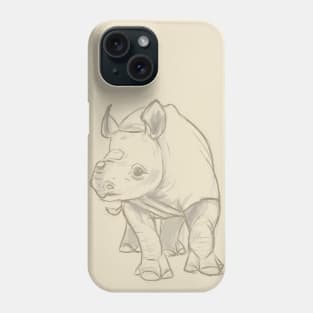 Baby Rhinoceros Sketch Phone Case