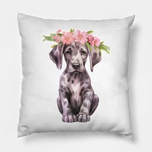 Great Dane Dog with Head Wreath Pillow