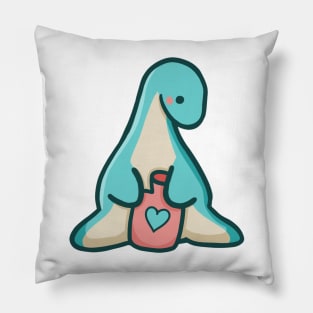 Cute long neck, Sweet dino, Love dinosaur Pillow