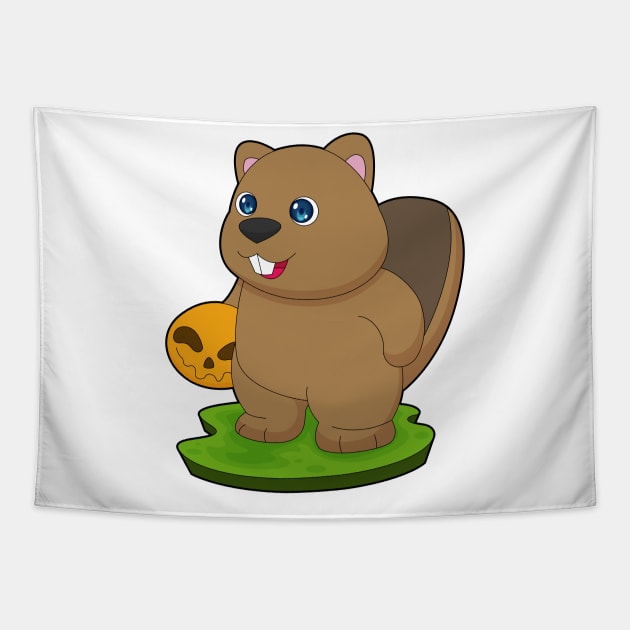 Beaver Halloween Pumpkin Tapestry by Markus Schnabel