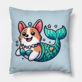 mermaid corgi Pillow