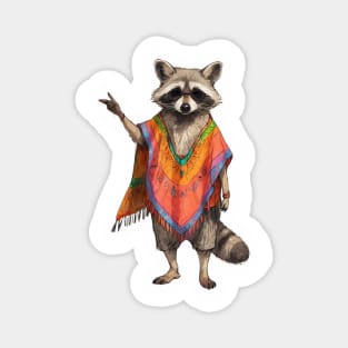 Raccoon Wearing a Poncho Magnet