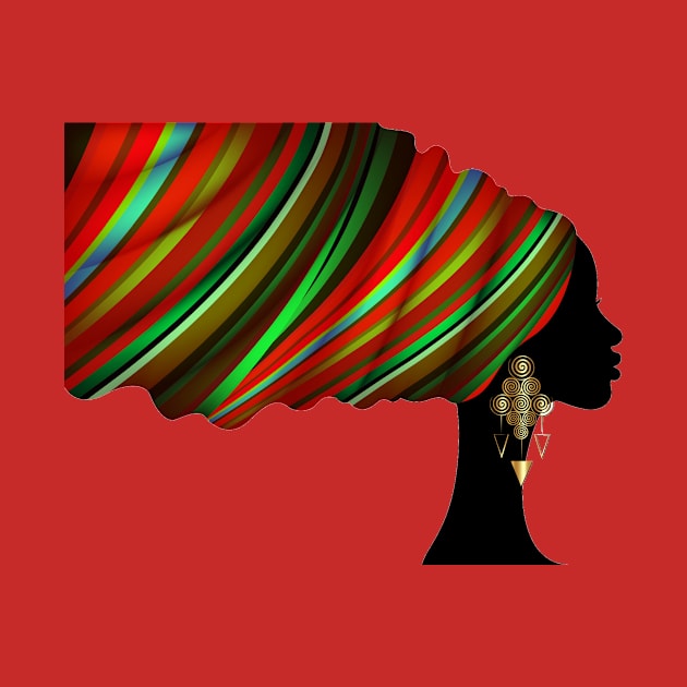 African Print Turban Head Wrap Black Beautiful Woman by Protshirtdesign
