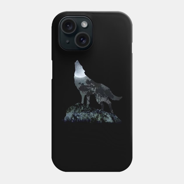 Wolf Howling at the Moon Phone Case by Lightning Customs